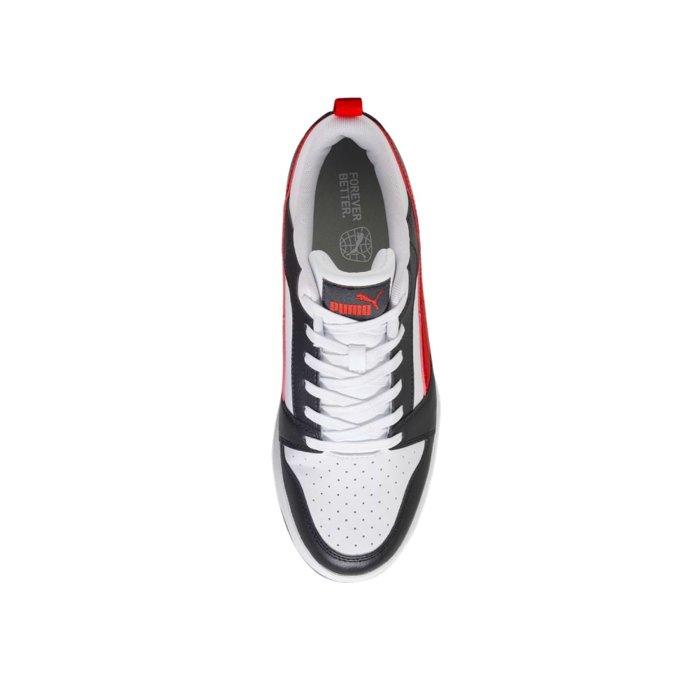 Tenis Puma Rebound V6 Low Negro-Rojo de Homnre 392328 04