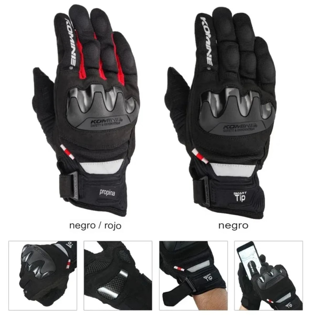 Guantes motocicleta rojo proteccion carreras transpirable resistente caídas pantalla táctil