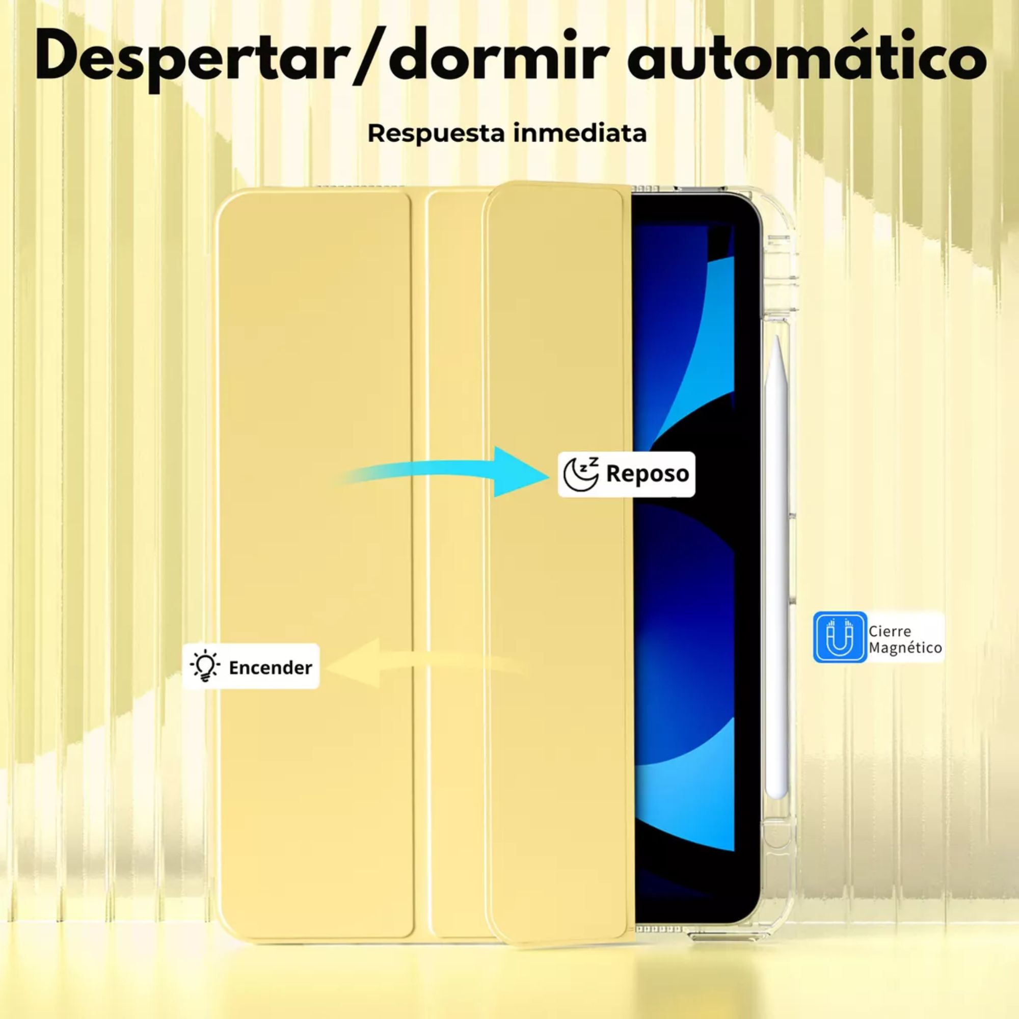 Funda Para iPad Pro 12.9 / Air 13 M2 Smart Cover Soporte Color Amarillo
