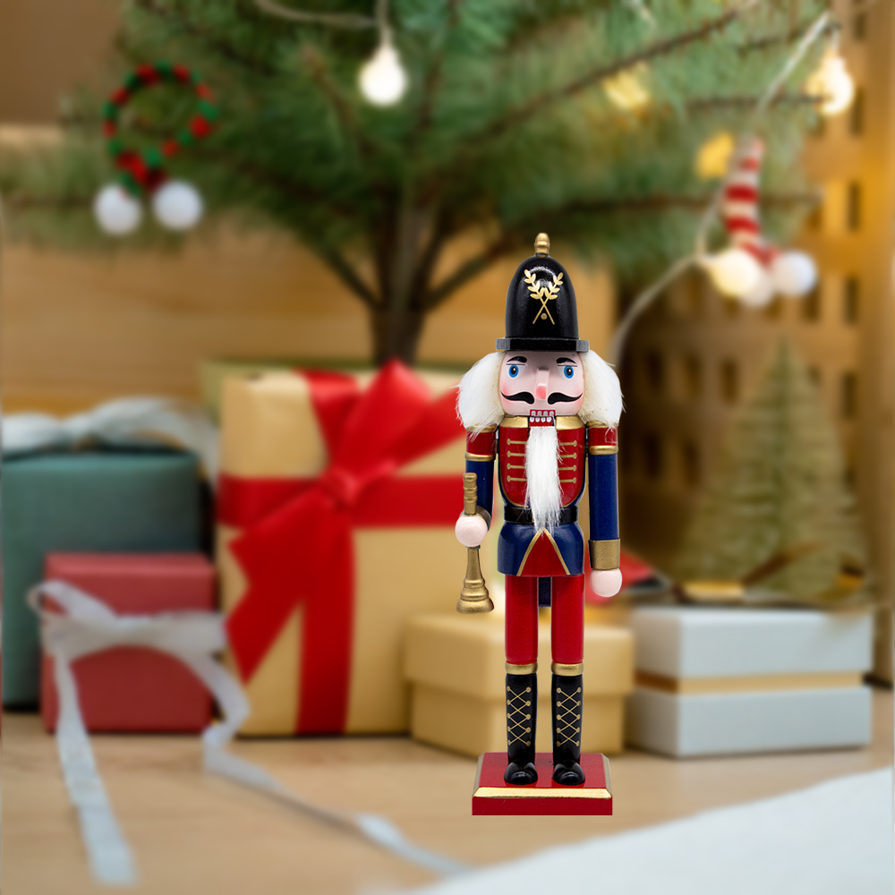 Cascanueces de Navidad de Madera para Figuras de Árbol de Navidad Juguetes Azul