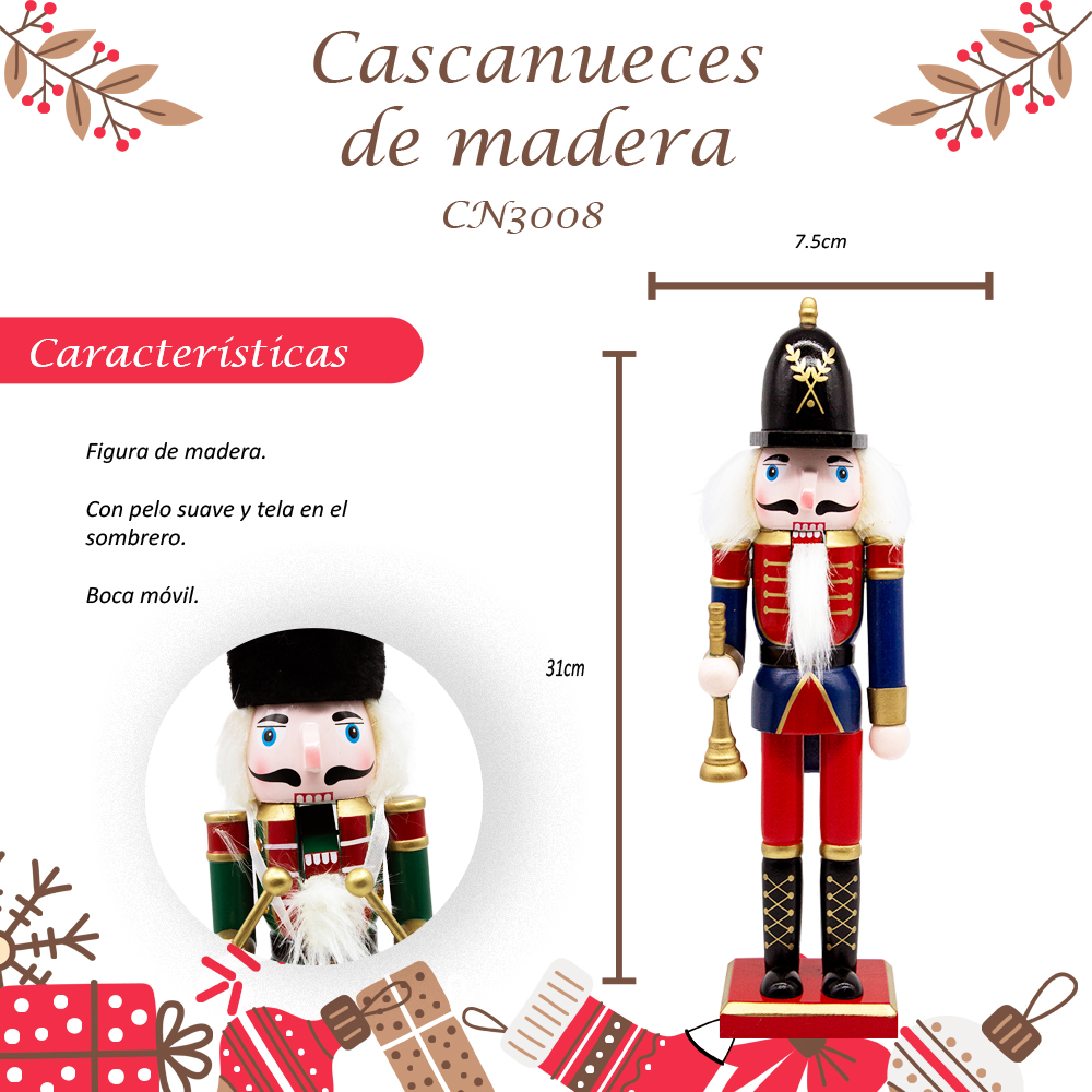 Cascanueces de Navidad de Madera para Figuras de Árbol de Navidad Juguetes Azul