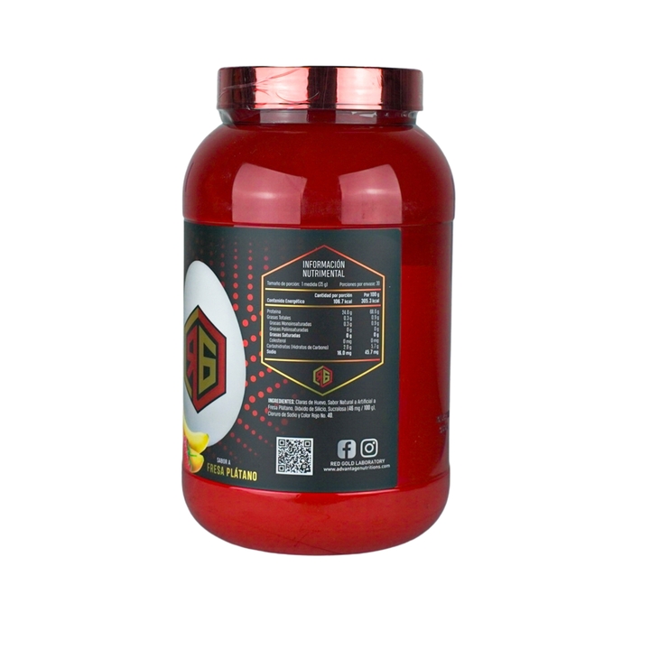 Red Gold Proteína de Claras de Huevo -Fresa Platano - 25g de Proteína por Porción - Sin Azúcar | 1.050 kg