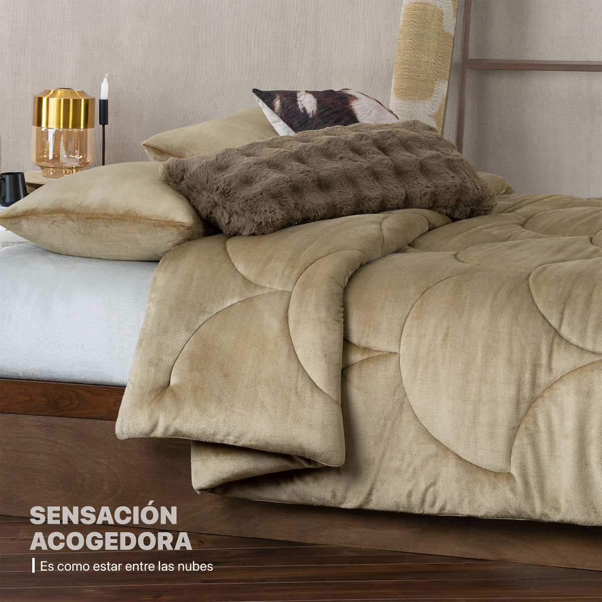 Edredón Invernal Cobertor Individual + Fundas Beige ESQUIMAL
