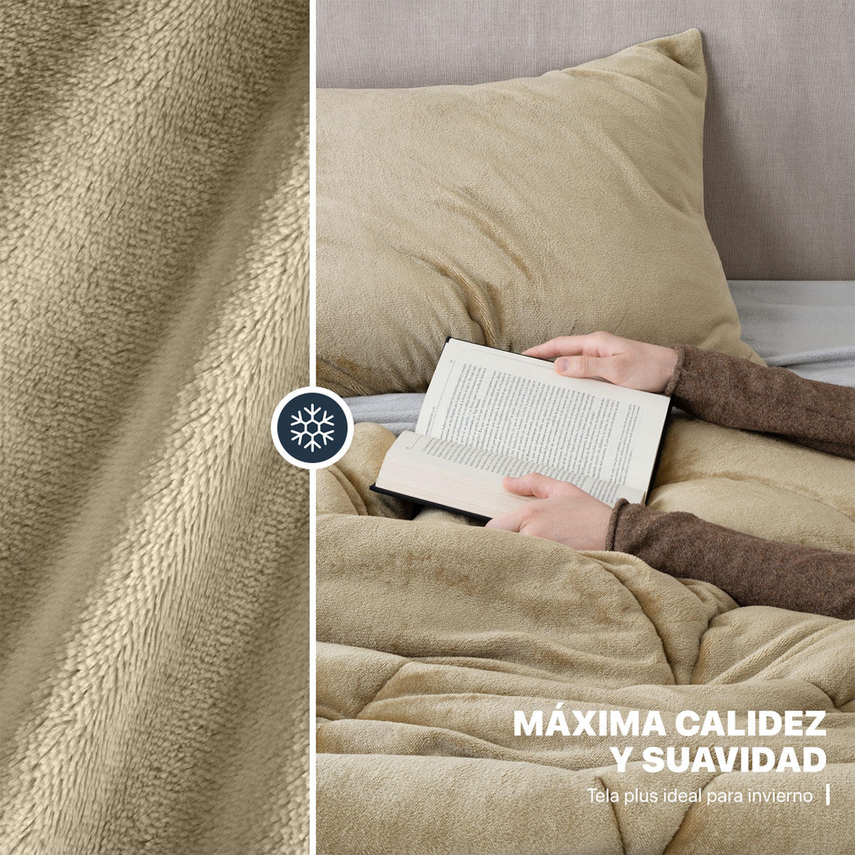 Edredón Invernal Cobertor Individual + Fundas Beige ESQUIMAL