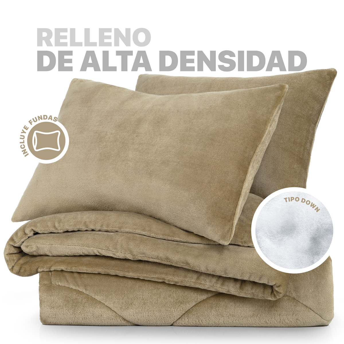 Edredón Invernal Cobertor Individual + Fundas Beige ESQUIMAL