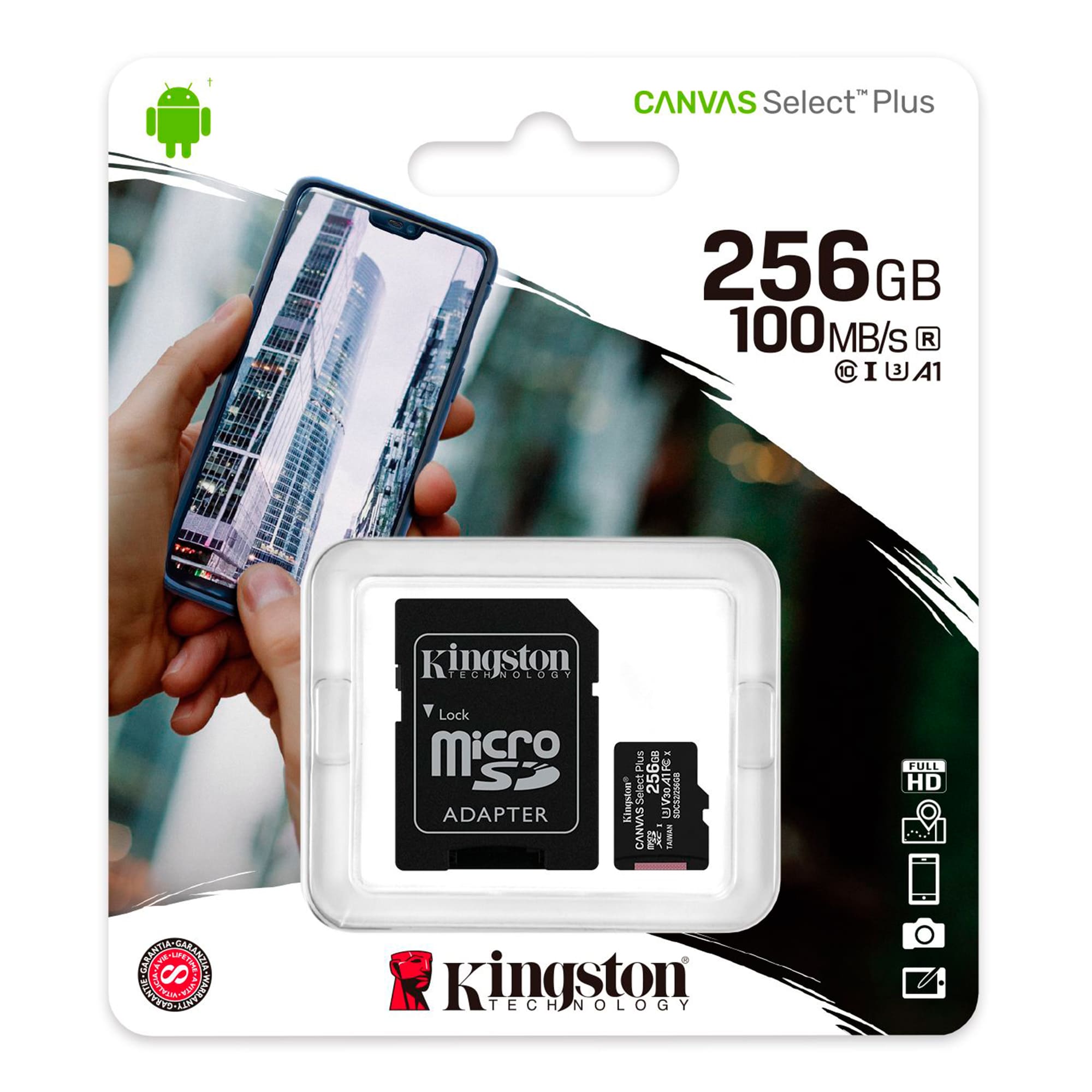 5 Pack - Tarjeta de Memoria microSD de 256 GB Kingston Canvas Select Plus