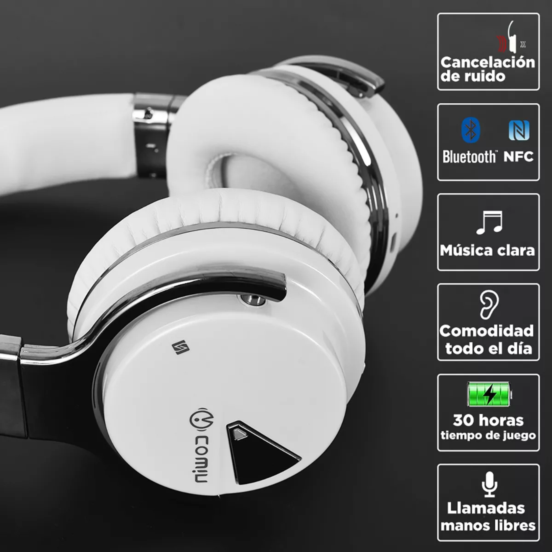 Auriculares Inalámbricos Bluetooth Cowin E7,  Llamada De Micrófono, 30 Horas De Reproducción Para Viajes/trabajo, Función Activa De Reducción De Ruido auriculares Tipo Oreja,Audifonos Cancelacion Ruido