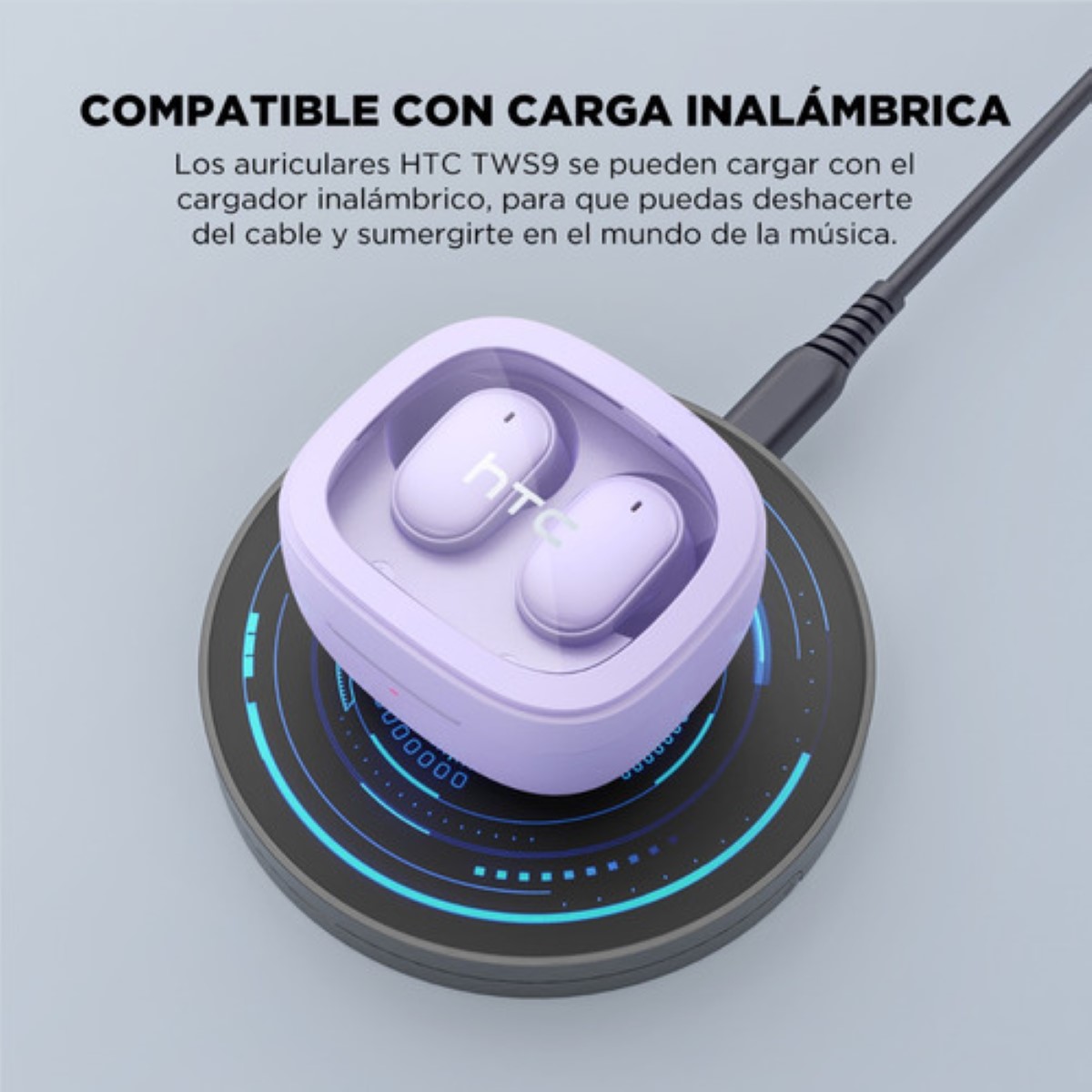 Auriculares gamer inalámbricos HTC True Wireless Earbuds 9+ BDA9 violeta con luz LED