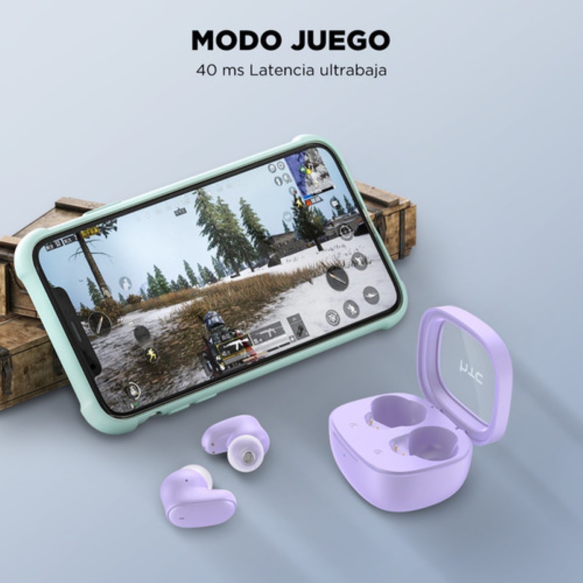 Auriculares gamer inalámbricos HTC True Wireless Earbuds 9+ BDA9 violeta con luz LED