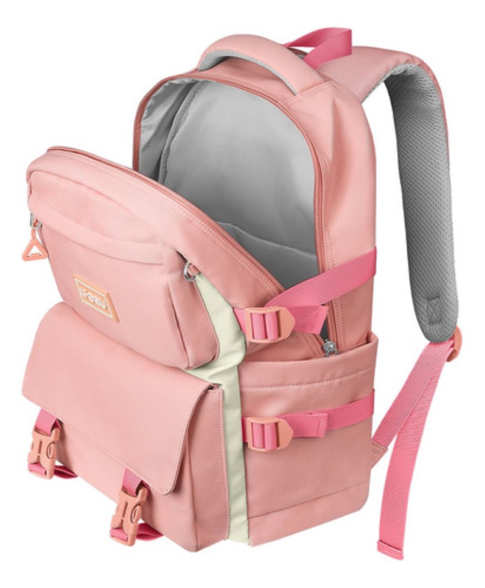 Mochila Escolar Viaje Bolsa Impermeable Mochilas Reforzada 2 En 1 AZUL ROSA