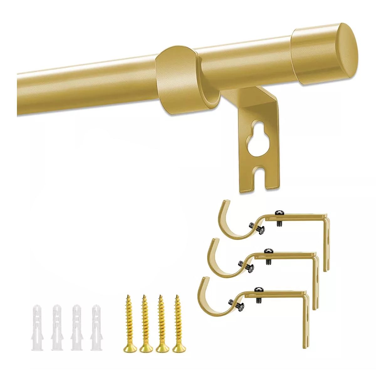 Cortineros Metal Ajustable Barra De Cortina 0.85 A 4.75m Oro