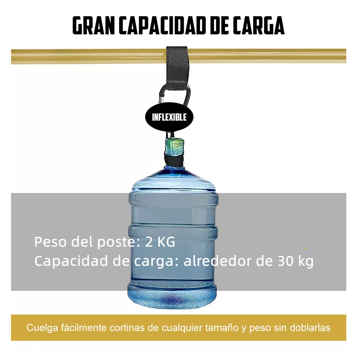 Cortineros Metal Ajustable Barra De Cortina 0.85 A 4.75m Oro