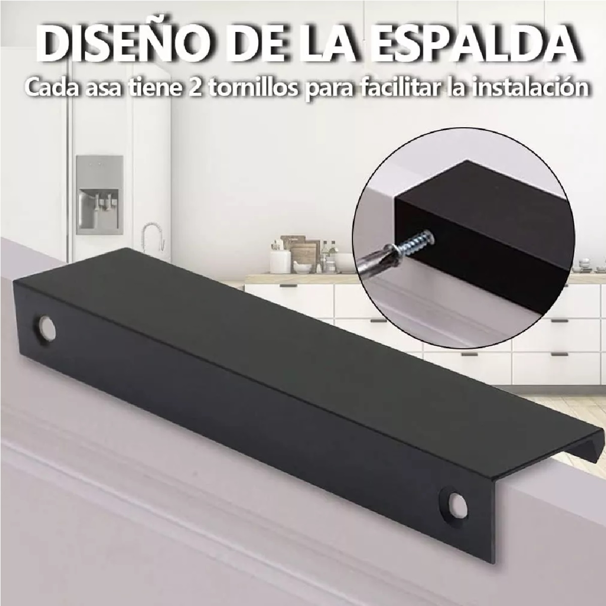 Kit 15 Cm Jaladera Oculta Perfil L Para Cajon Puerta Negro 15pzs