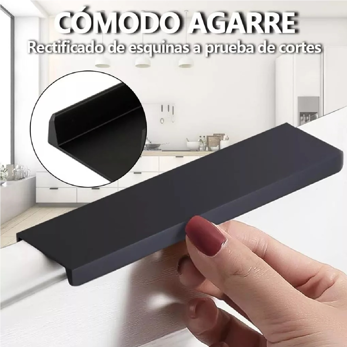 Kit 15 Cm Jaladera Oculta Perfil L Para Cajon Puerta Negro 15pzs