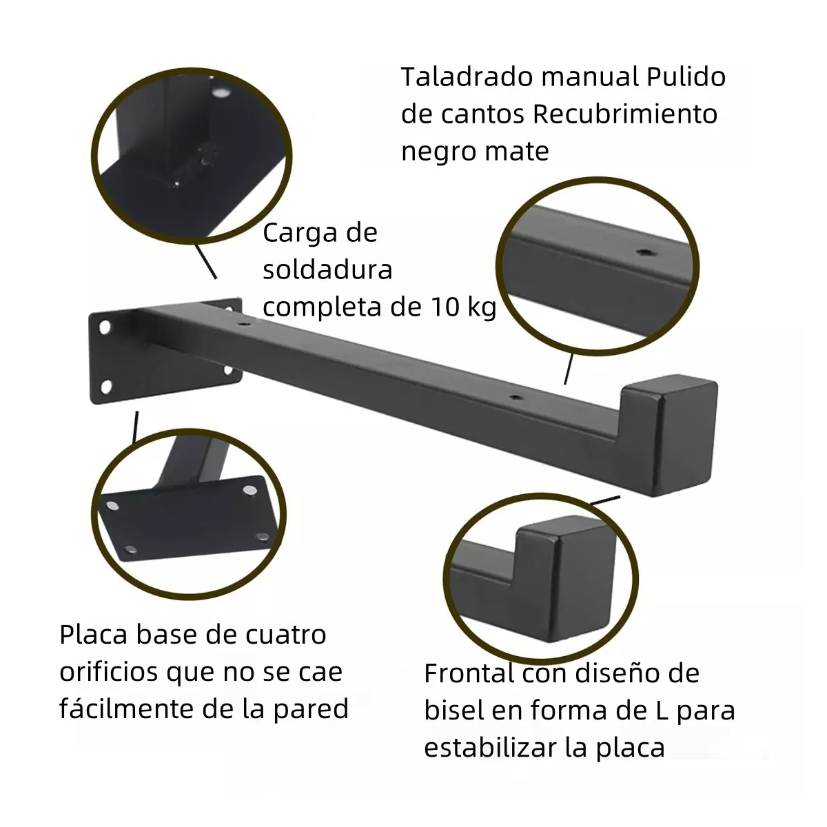 4pzs Acero Mensula Soporte Para Repisas Flotante 30cm