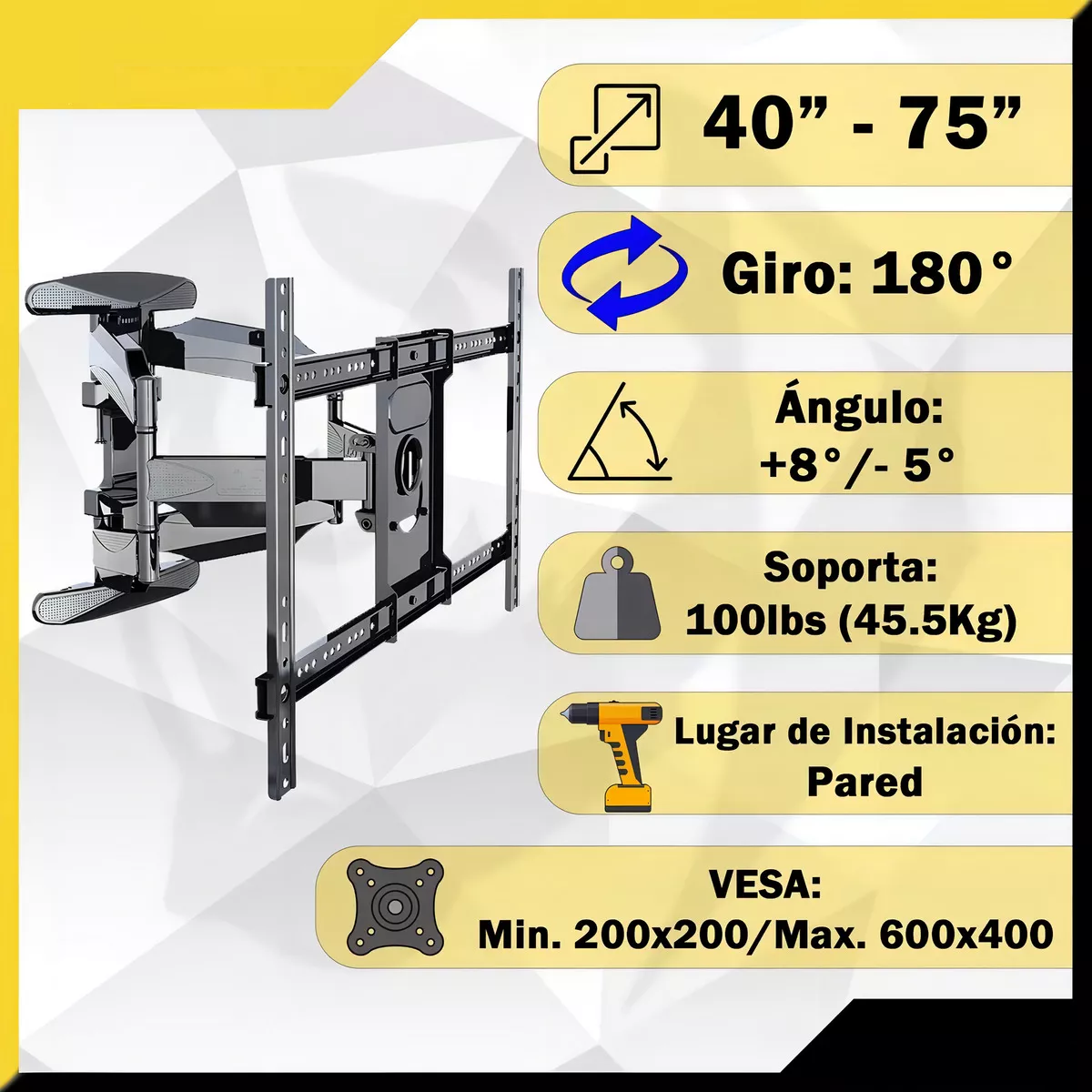 Soporte Para Pantalla Tv Television Pantallas, Soporte Tv Pared 40 50 55 65 75 Pulgadas