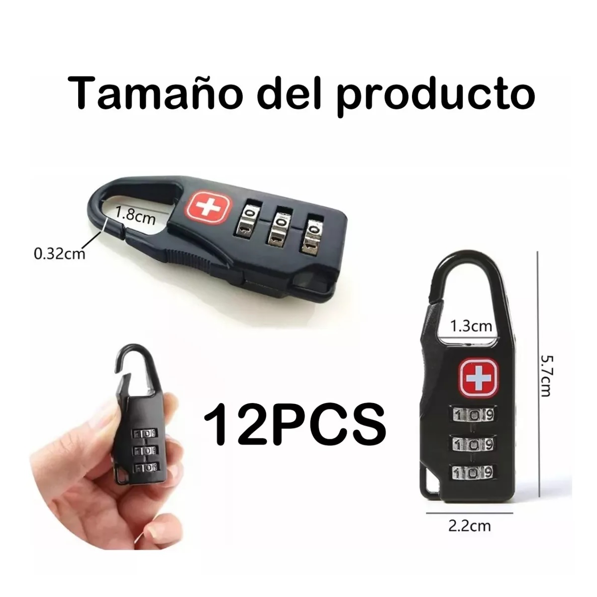 12pzs Candado Con Clave Swiss Para Maletas Mochilas Equipaje