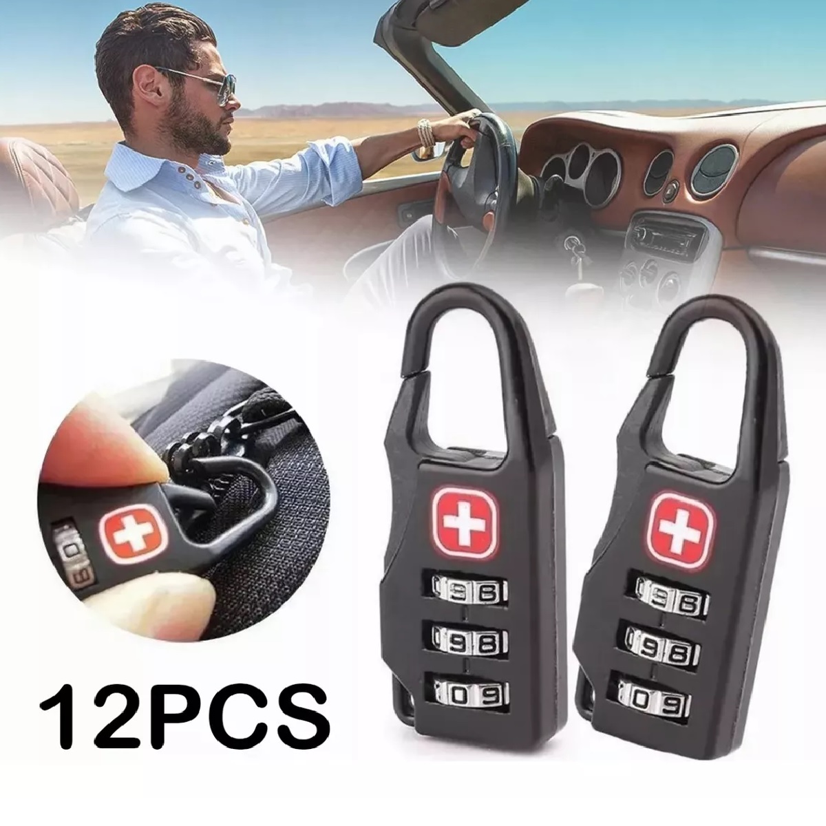 12pzs Candado Con Clave Swiss Para Maletas Mochilas Equipaje