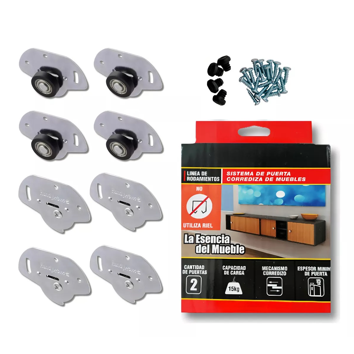 Sistema Para Puerta Corrediza De Muebles Sin Riel Gris