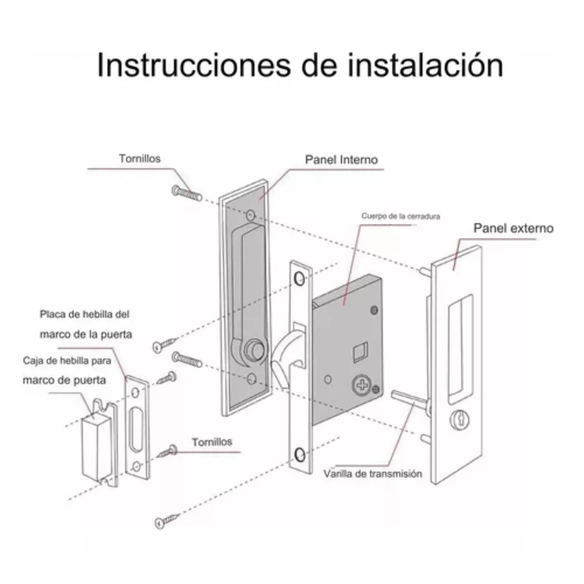 Juego De Manija De Cerradura De Puerta Corredera De Aleación