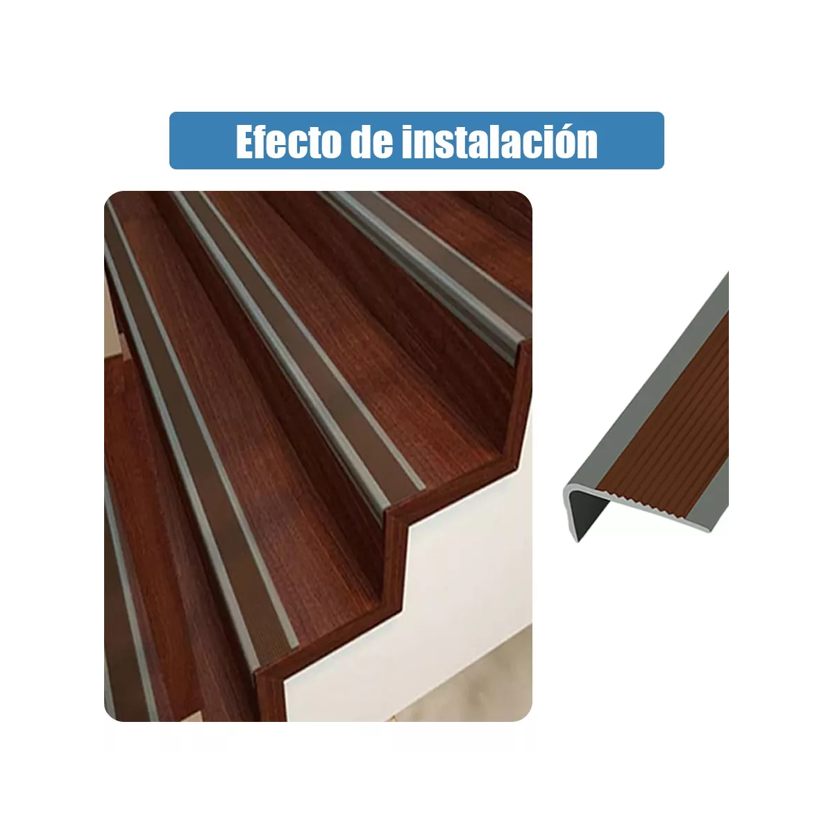 Cinta Adhesiva Antiderrapante Autoadherible Para Escaleras Gris + Marron