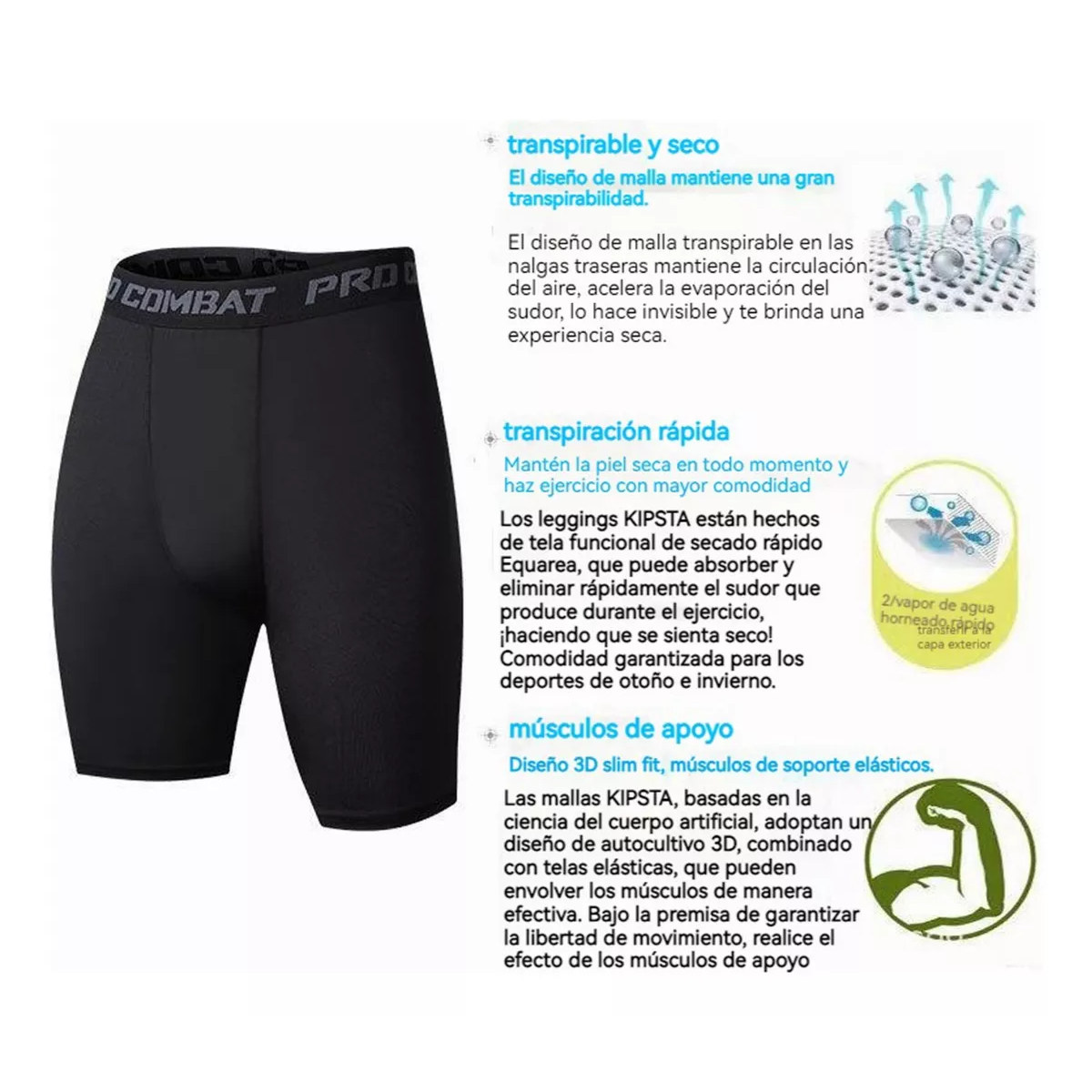 Licra Deportiva Shorts Gym Short Compresión Bolsa Celular Talla M