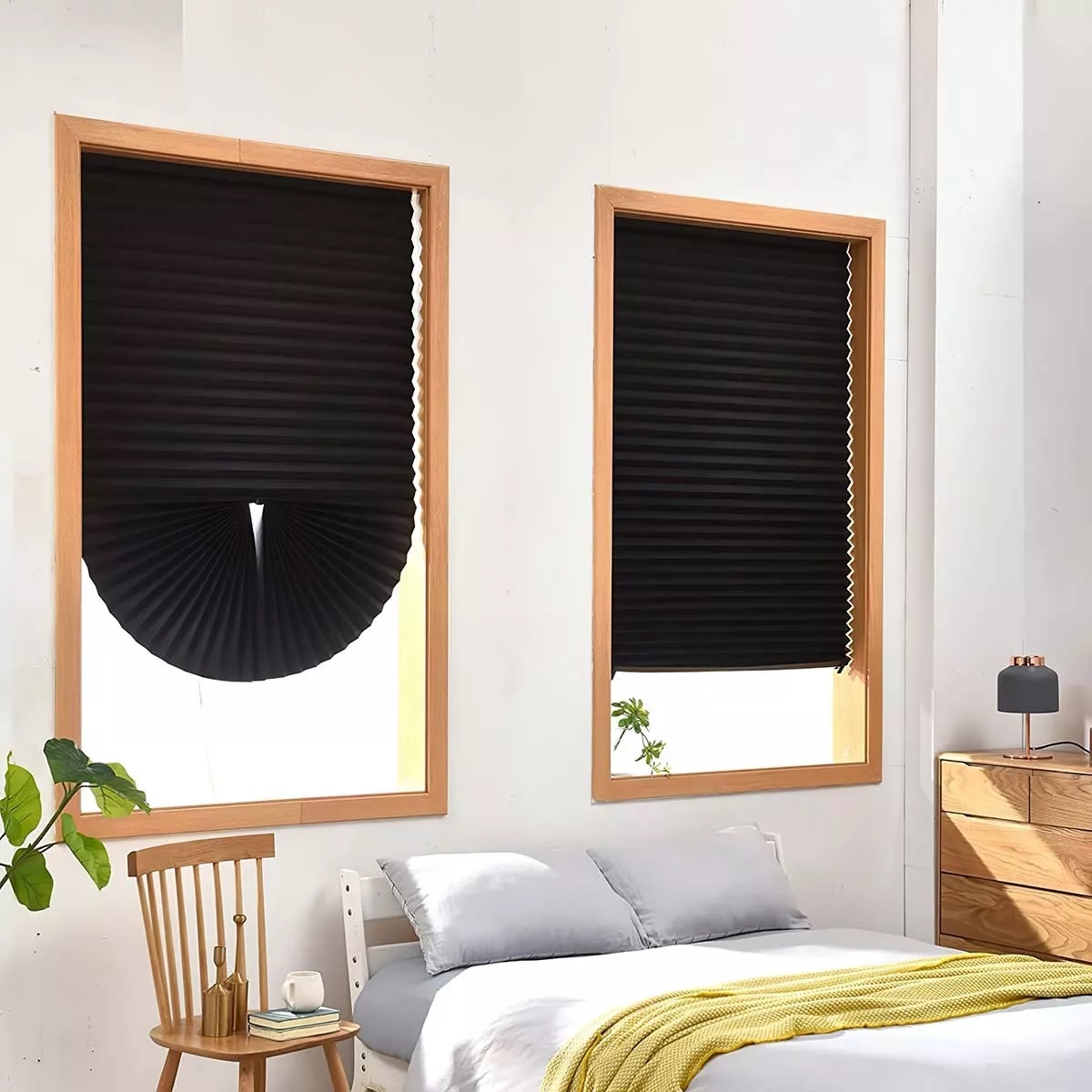 Cortina De Blackout Plisada Para Ventana, Bloquea Luz 90*150 Negro