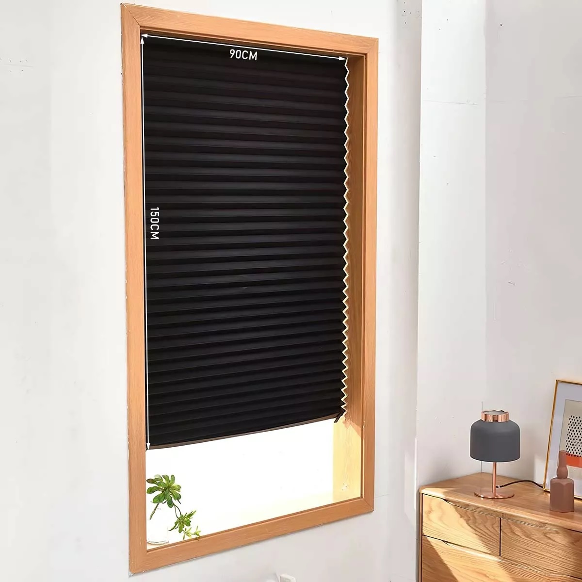 Cortina De Blackout Plisada Para Ventana, Bloquea Luz 90*150 Negro