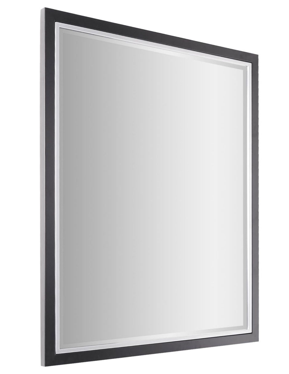 Espejo Decorativo Biselado Con Marco Negro - 61x76 cm - Fine Art Tj