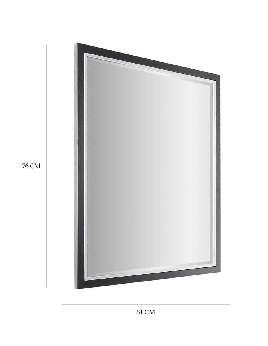 Espejo Decorativo Biselado Con Marco Negro - 61x76 cm - Fine Art Tj