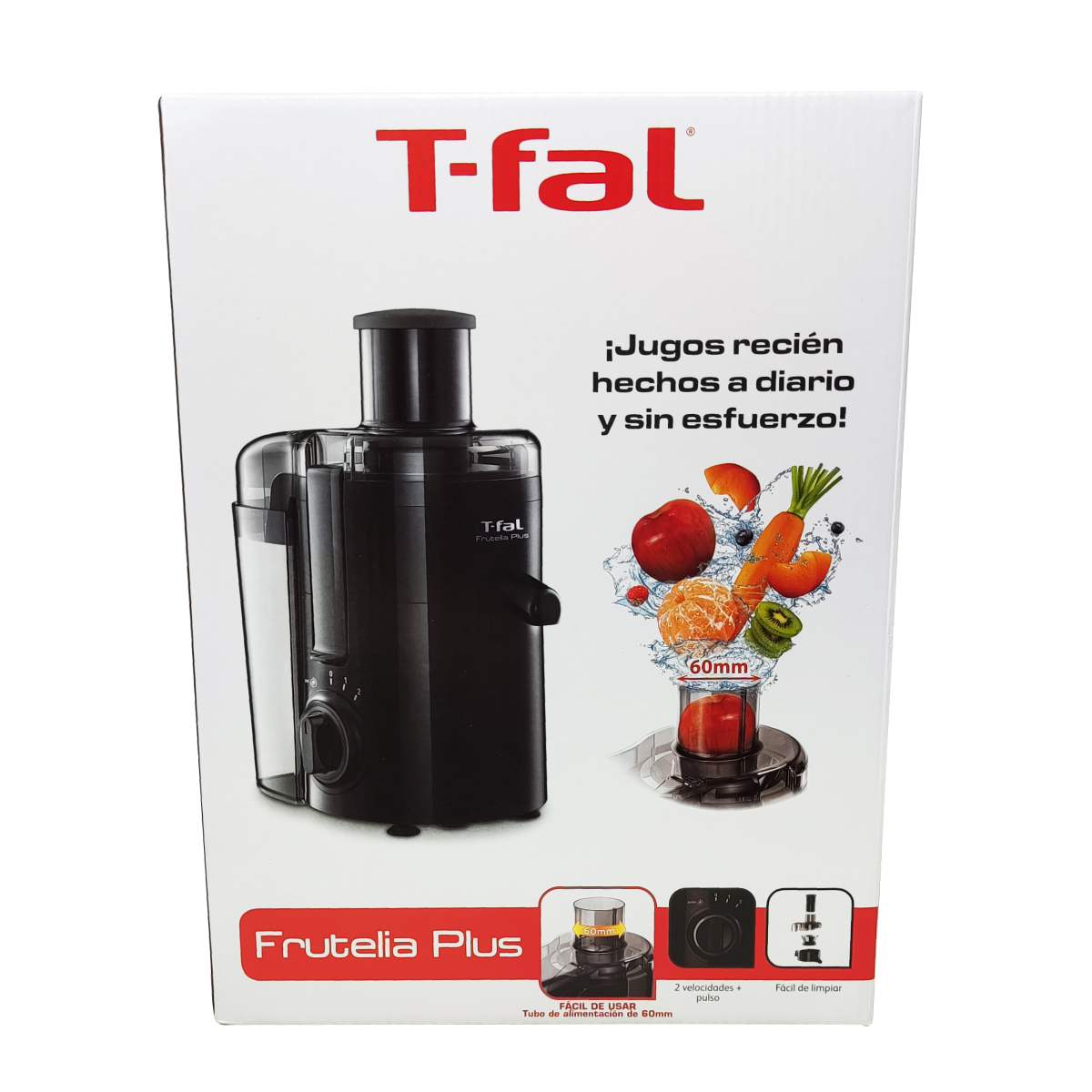 Extractor De Jugos Frutelia Plus Negro T-fal Ze3708mx