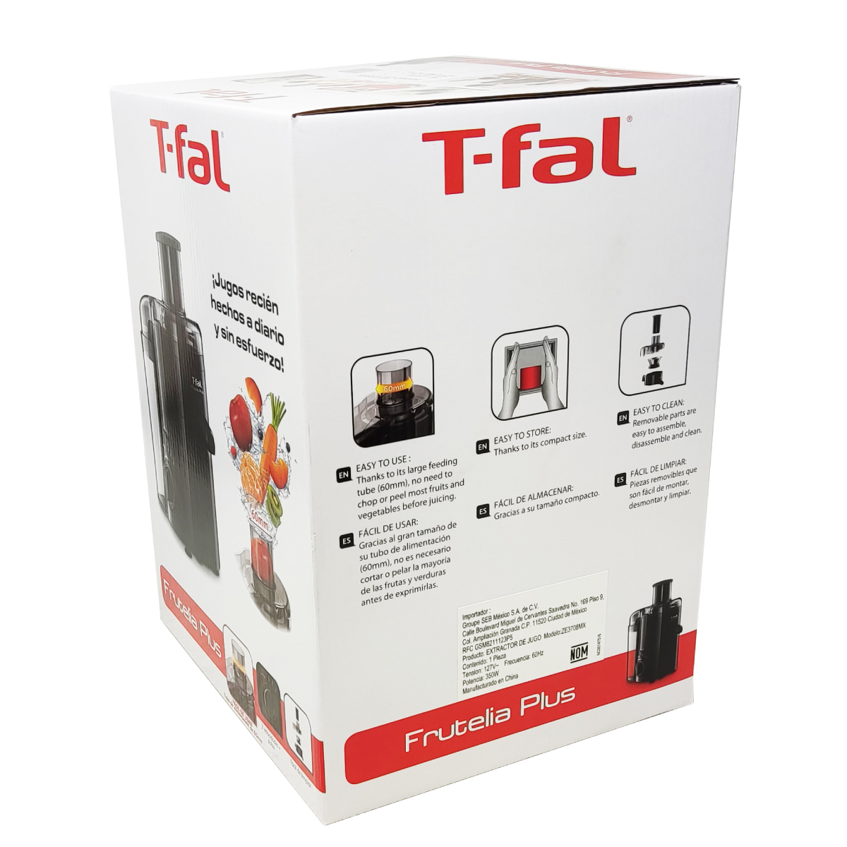 Extractor De Jugos Frutelia Plus Negro T-fal Ze3708mx
