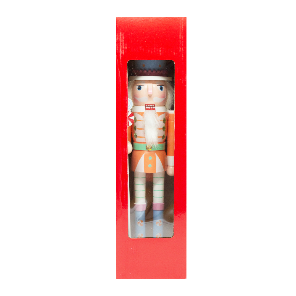 Adornos de Cascanueces de Navidad 38 CM Decoraciones de Cascanueces de Madera Naranja