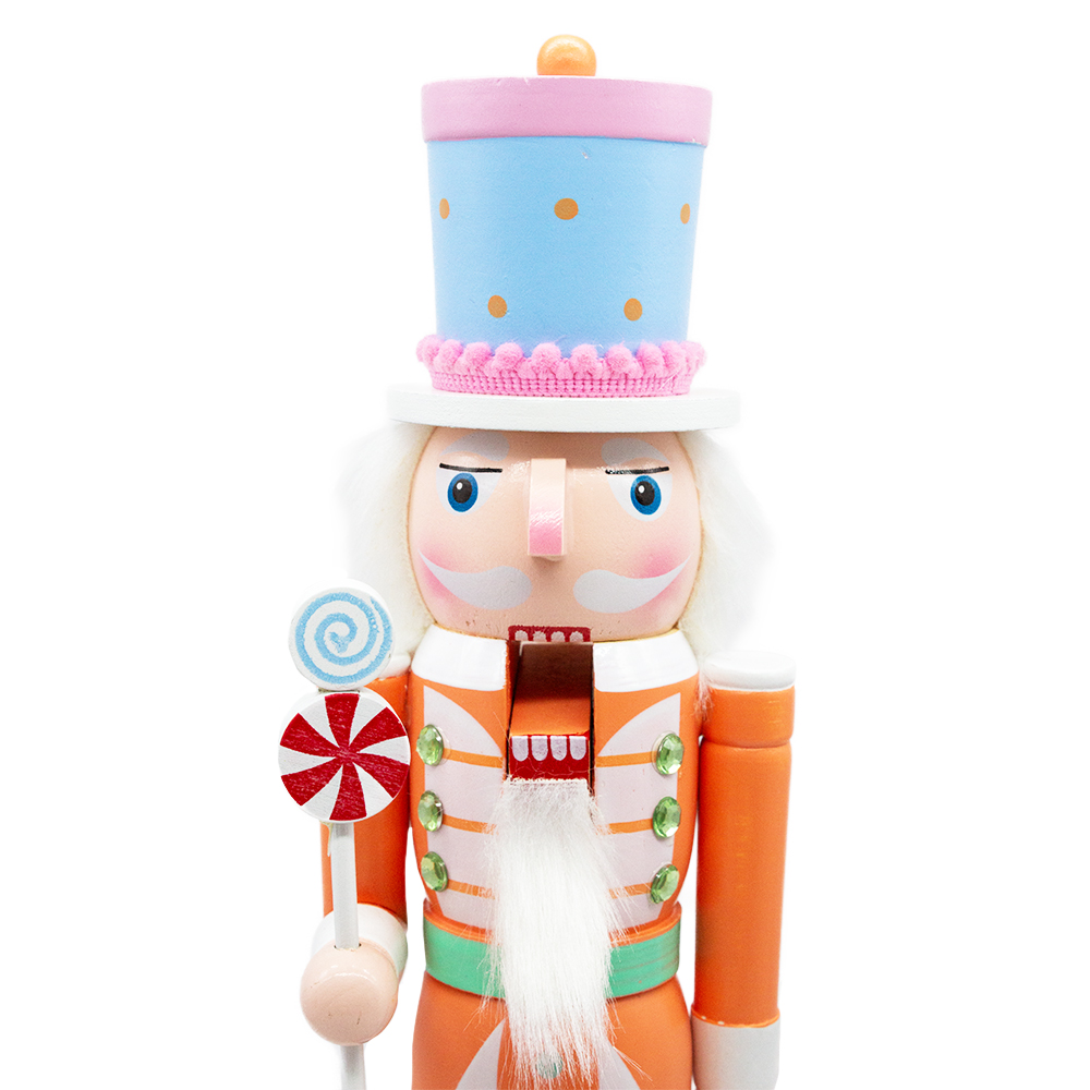 Adornos de Cascanueces de Navidad 38 CM Decoraciones de Cascanueces de Madera Naranja