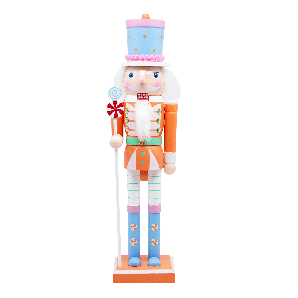 Adornos de Cascanueces de Navidad 38 CM Decoraciones de Cascanueces de Madera Naranja