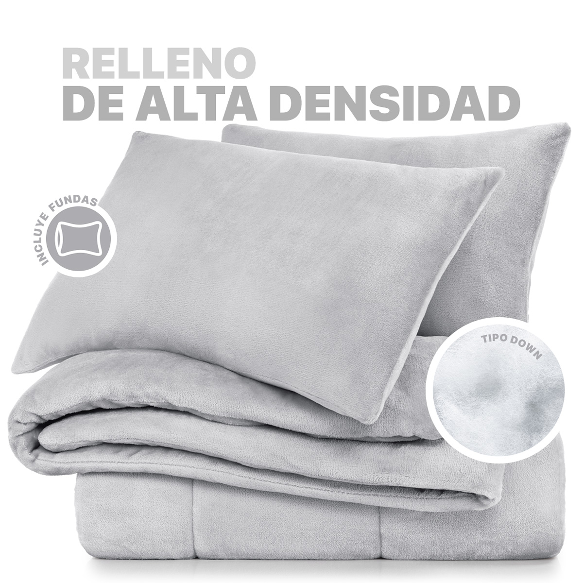 Edredón Invernal Cobertor Matrimonial + Fundas Gris ESQUIMAL