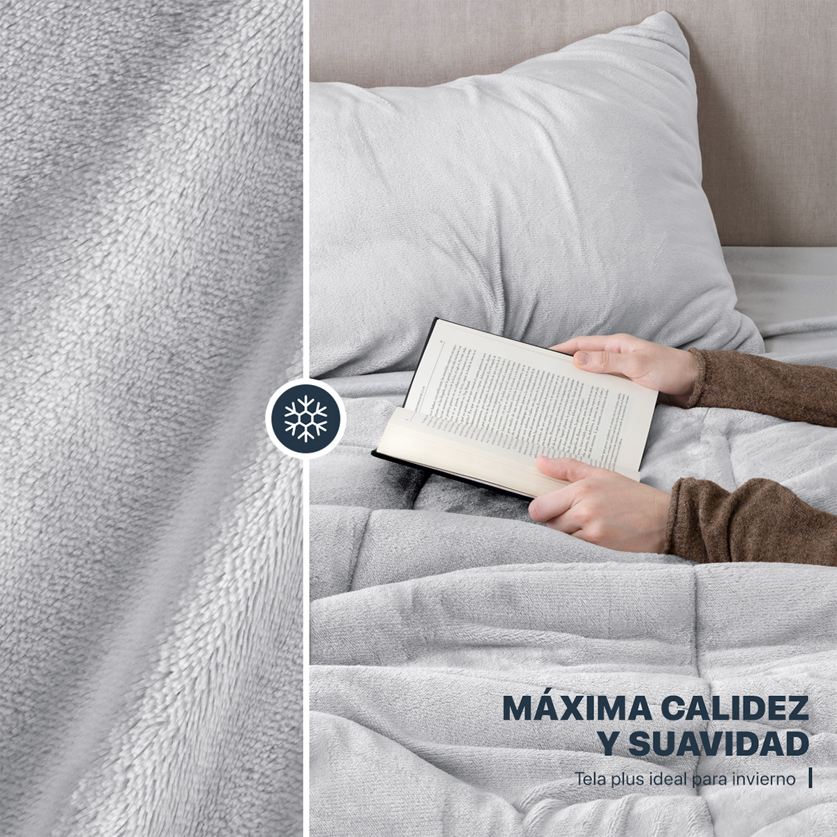 Edredón Invernal Cobertor Matrimonial + Fundas Gris ESQUIMAL