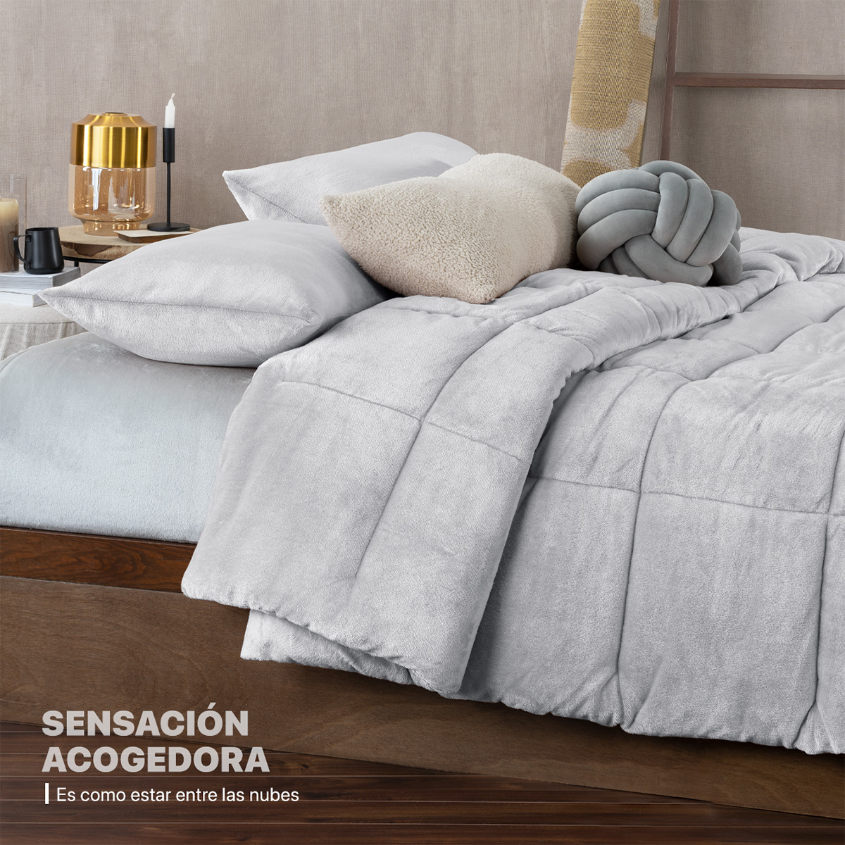 Edredón Invernal Cobertor Matrimonial + Fundas Gris ESQUIMAL