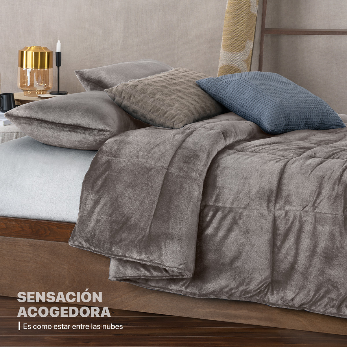 Edredón Invernal Cobertor Matrimonial + Fundas Cafe ESQUIMAL