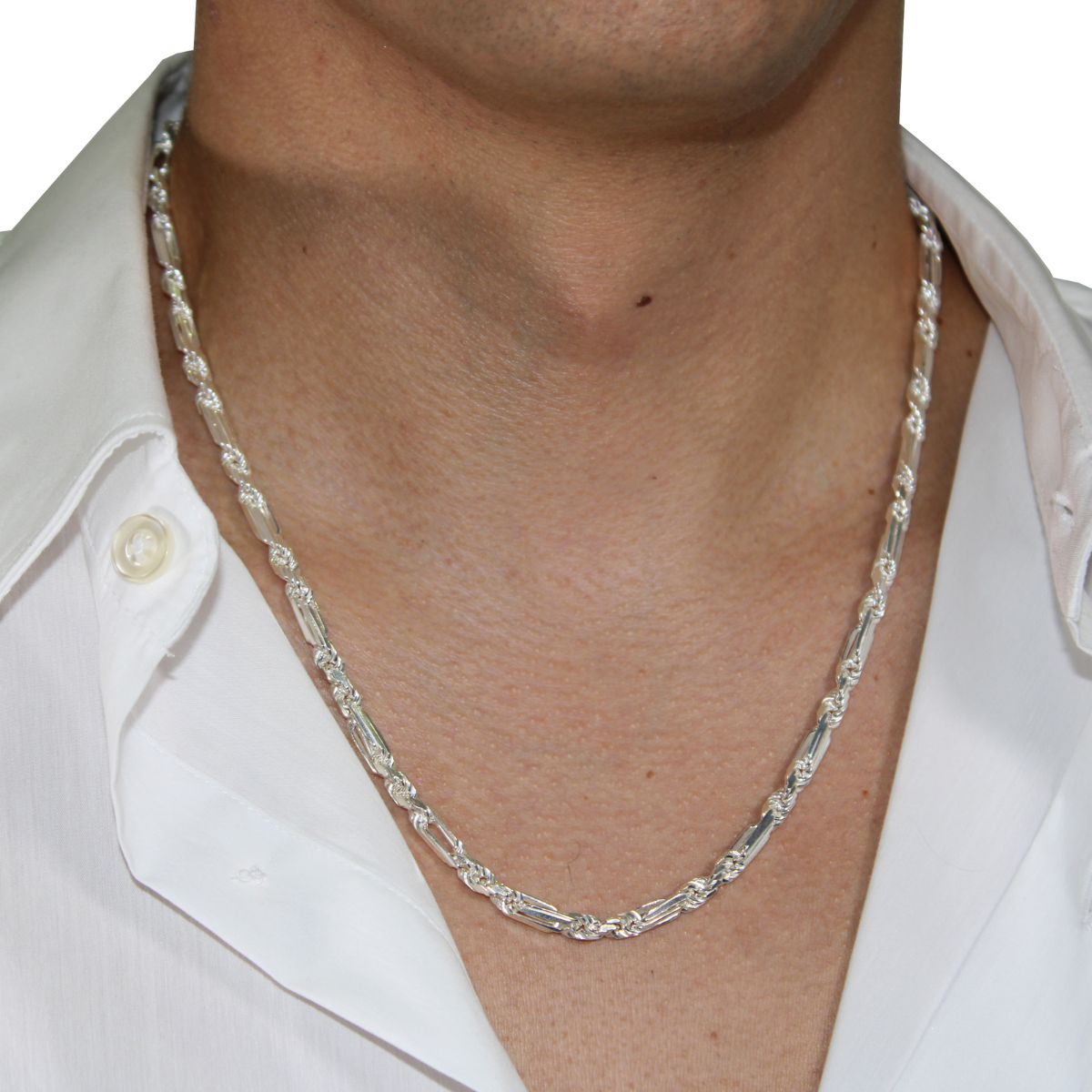 Cadena torzal figaro plata .925 italiana hombre