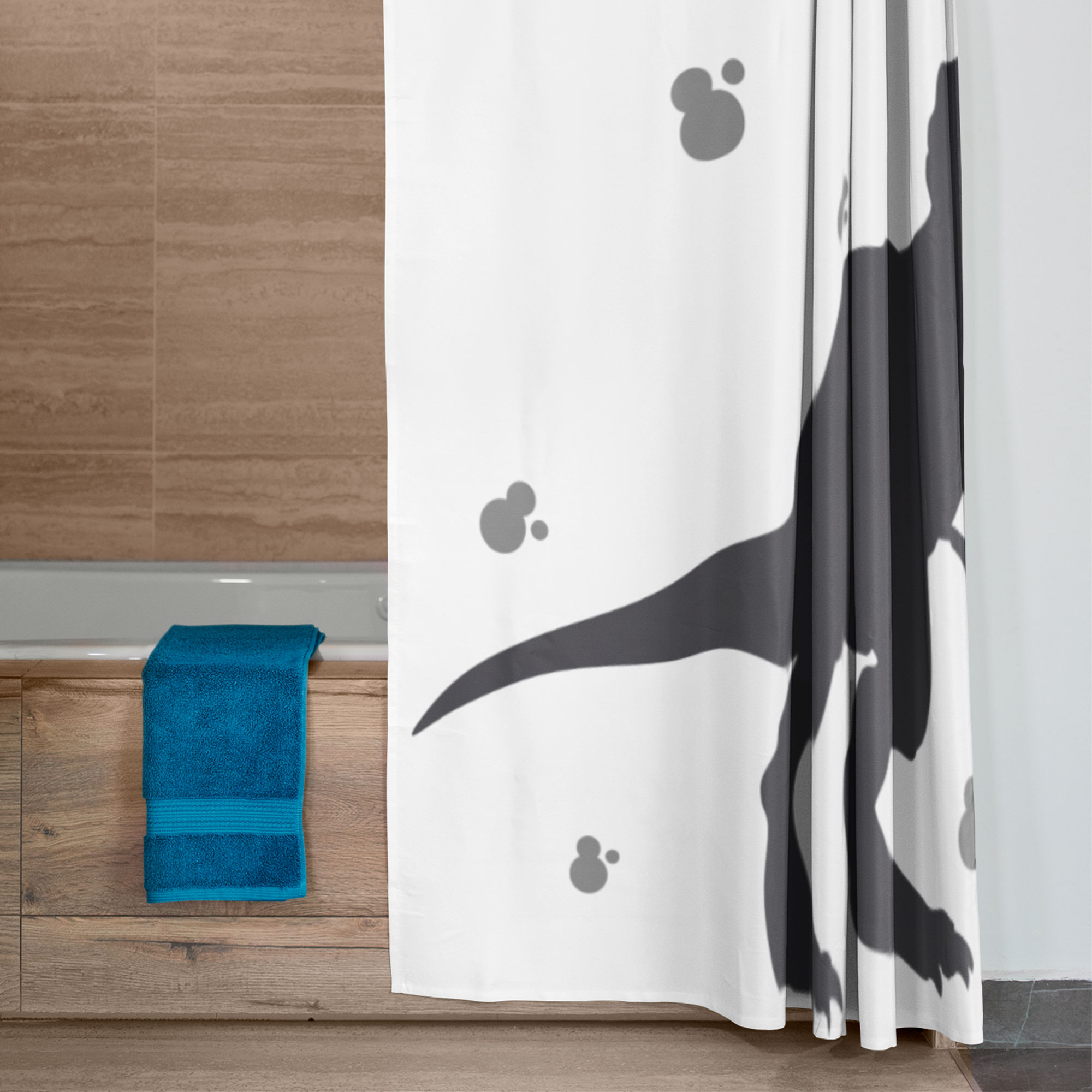  Cortina de Baño Impermeable Grande con Diseño de Dinosaurio T-Rex Blanca para Regadera