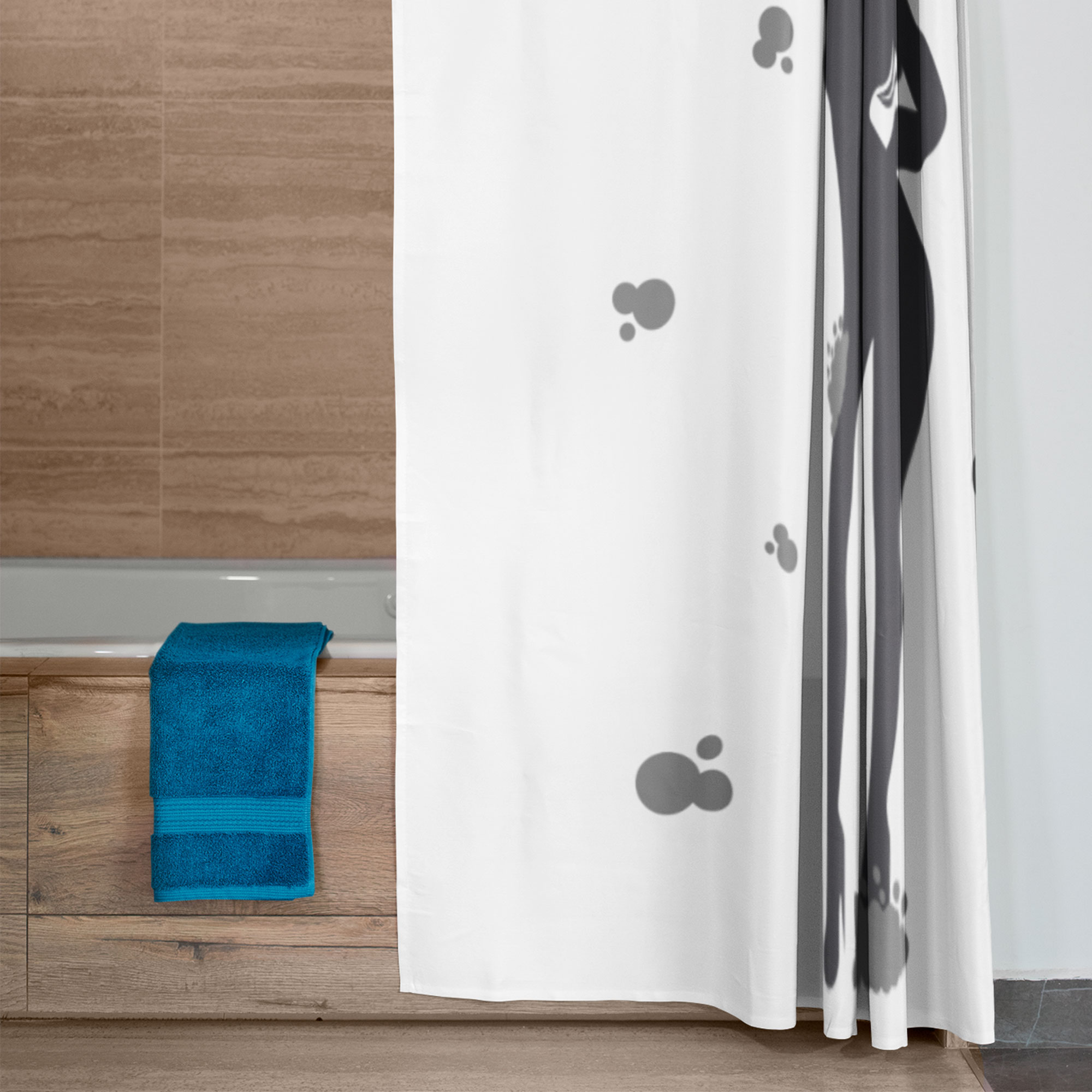  Cortina de Baño Impermeable Grande con Diseño de Silueta Mujer Sexy Sensual Blanca para Regadera