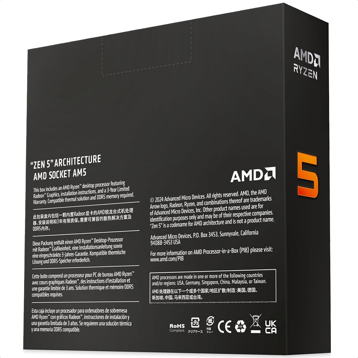 Procesador AMD Ryzen 5 9600X 6 Core 3.9GHz 38MB Socket AM5 100-100001405WOF
