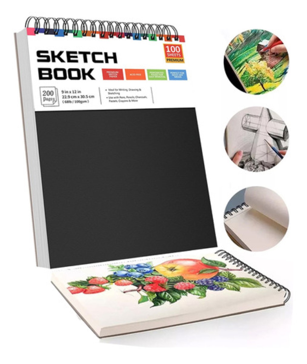 2 Cuaderno 23x31cm De Boceto Y Dibujo,200 Hojas, 400 Páginas BLANCO