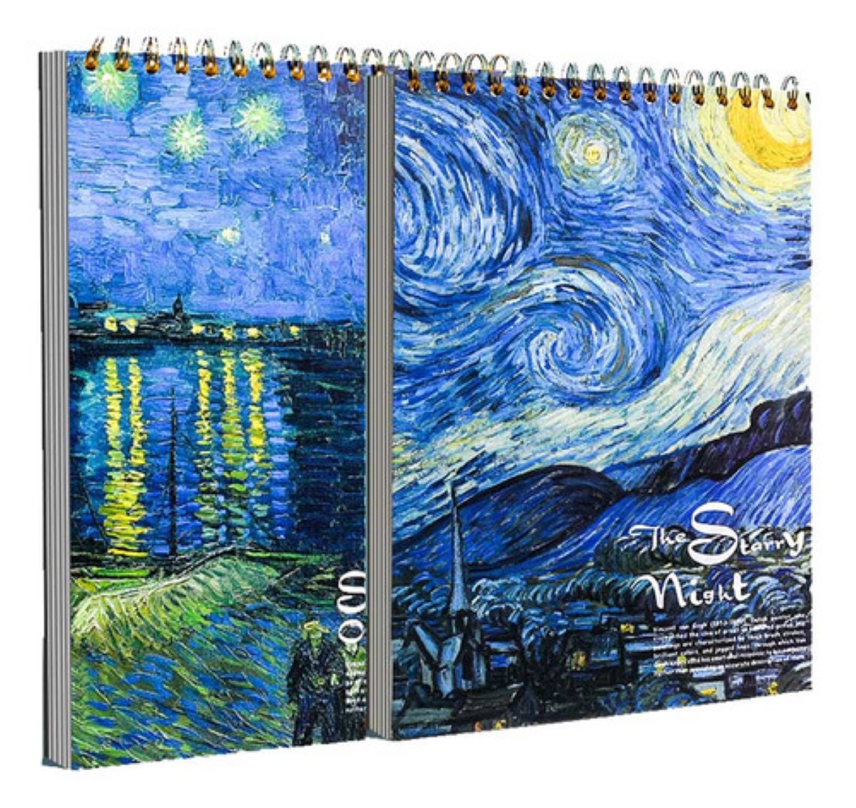 Cuaderno La Noche Estrellada Tapa Pintura O Acuarela 2pzs Azul CIELO