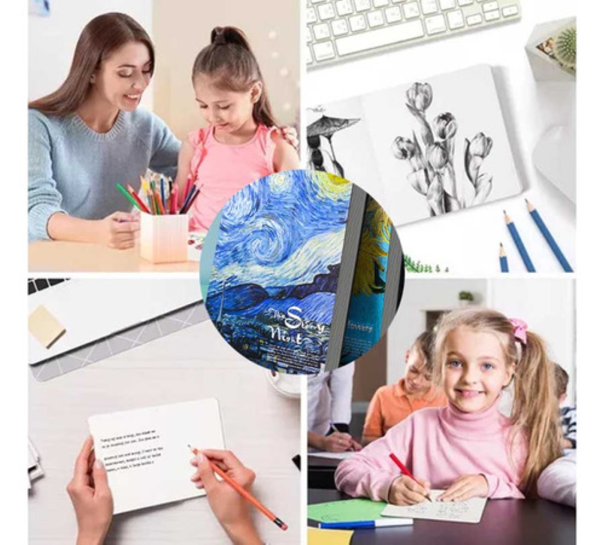 Cuaderno La Noche Estrellada Tapa Pintura O Acuarela 2pzs Azul CIELO