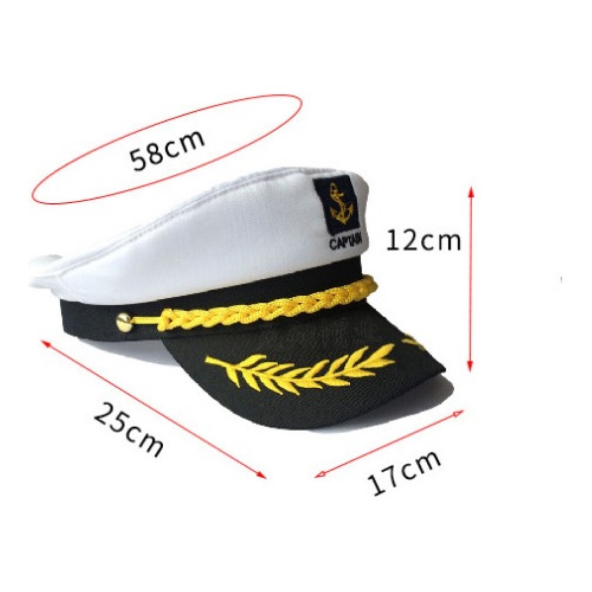 1 Sombrero Ajustable Capitan Marinero Gorro Gorra Yate BLANCO
