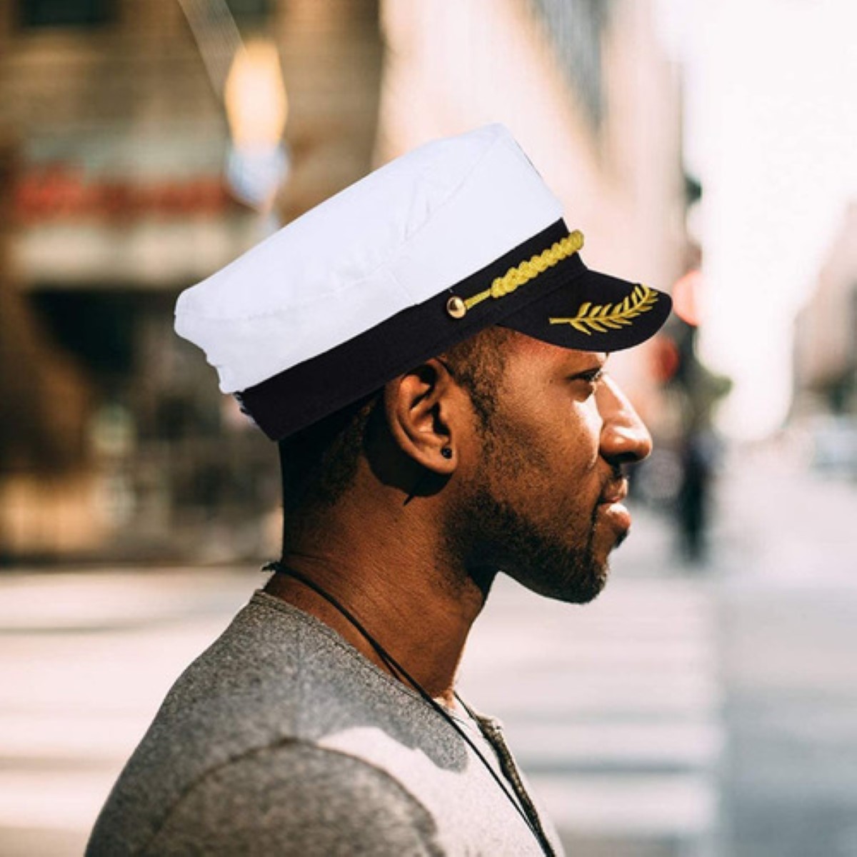 1 Sombrero Ajustable Capitan Marinero Gorro Gorra Yate BLANCO