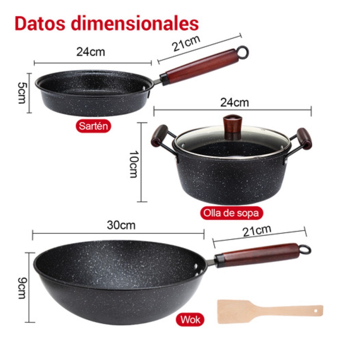 Sarten Hierro Fundido Sartene Antiadherente Juego De 5piezas Negro