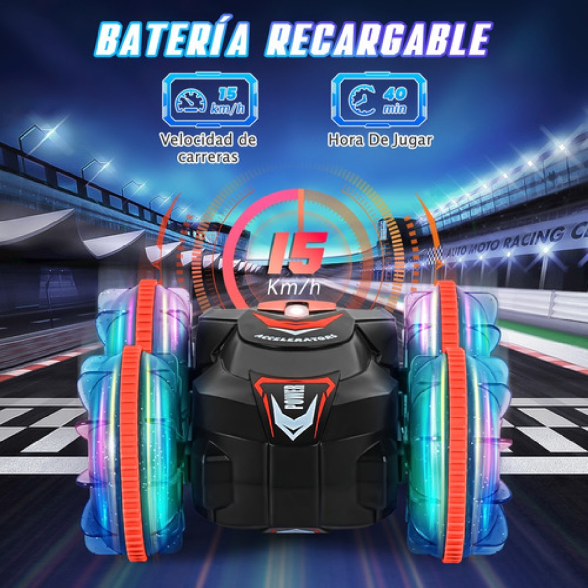 Carros Coches De Juguete Control Remoto Recargable Anfibio Rojo